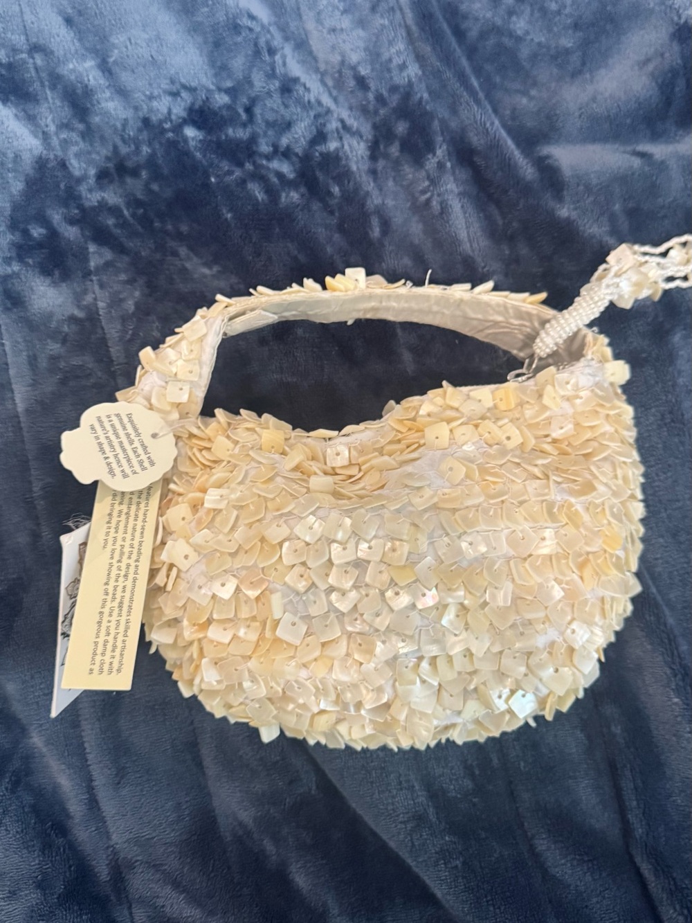 NWT- Beaded Sequin Cream Women's Handbag